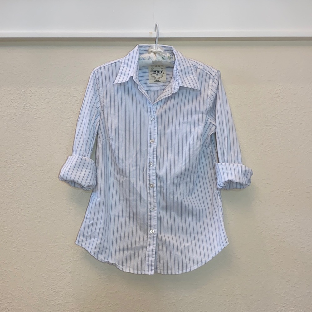💙BOGO💙 IZOD white blue stripe cotton button down shirt